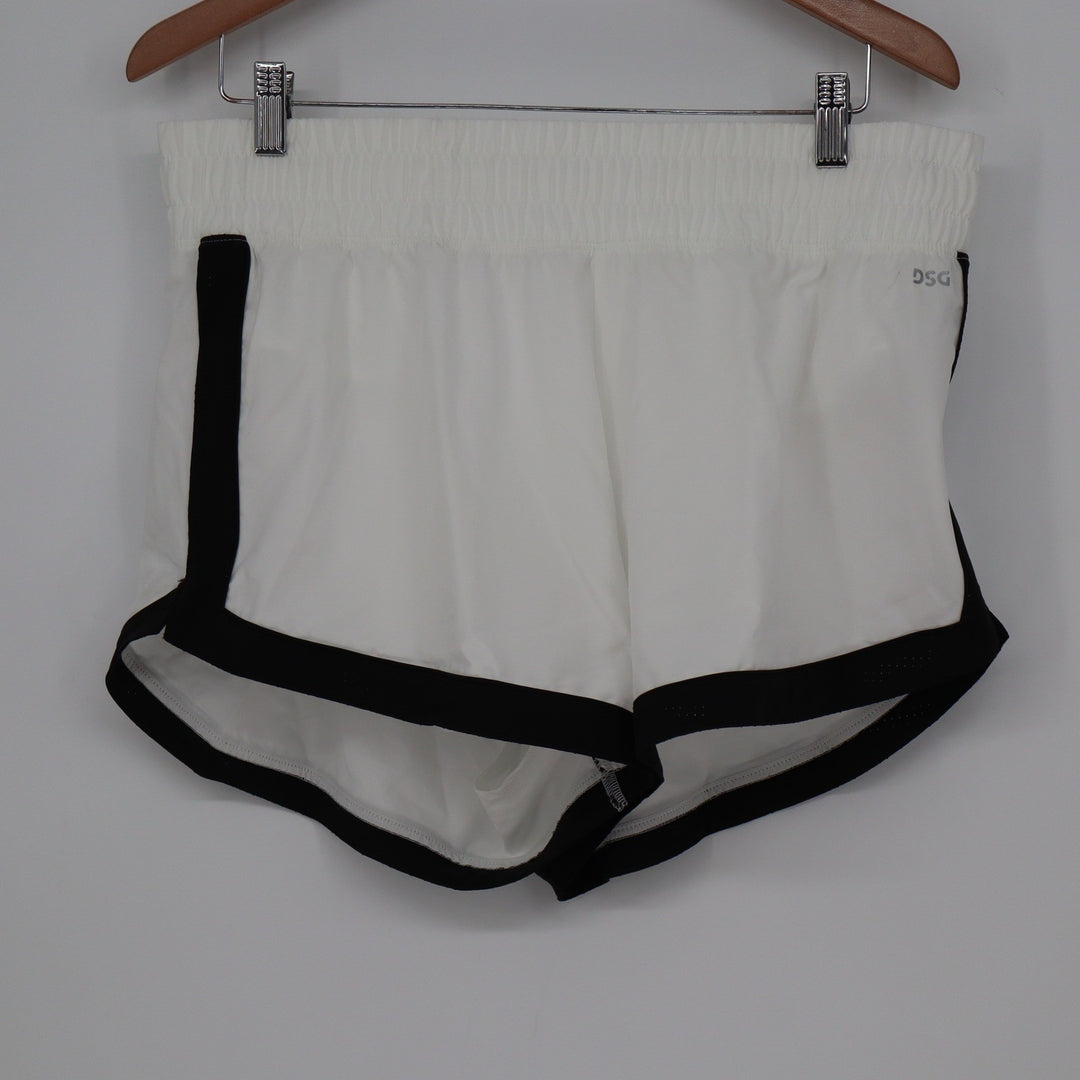 DSG Womens Mesh Stride HR Short Pure White Black Athletic Running Large NEW