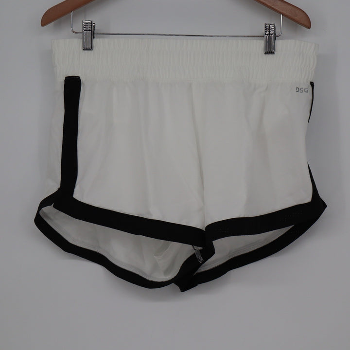 DSG Womens Mesh Stride HR Short Pure White Black Athletic Running Large NEW