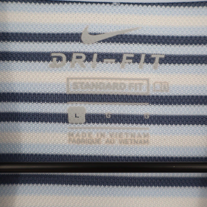 Nike Dri Fit Golf Polo Shirt Blue White Stripe Short Sleeve Size Large