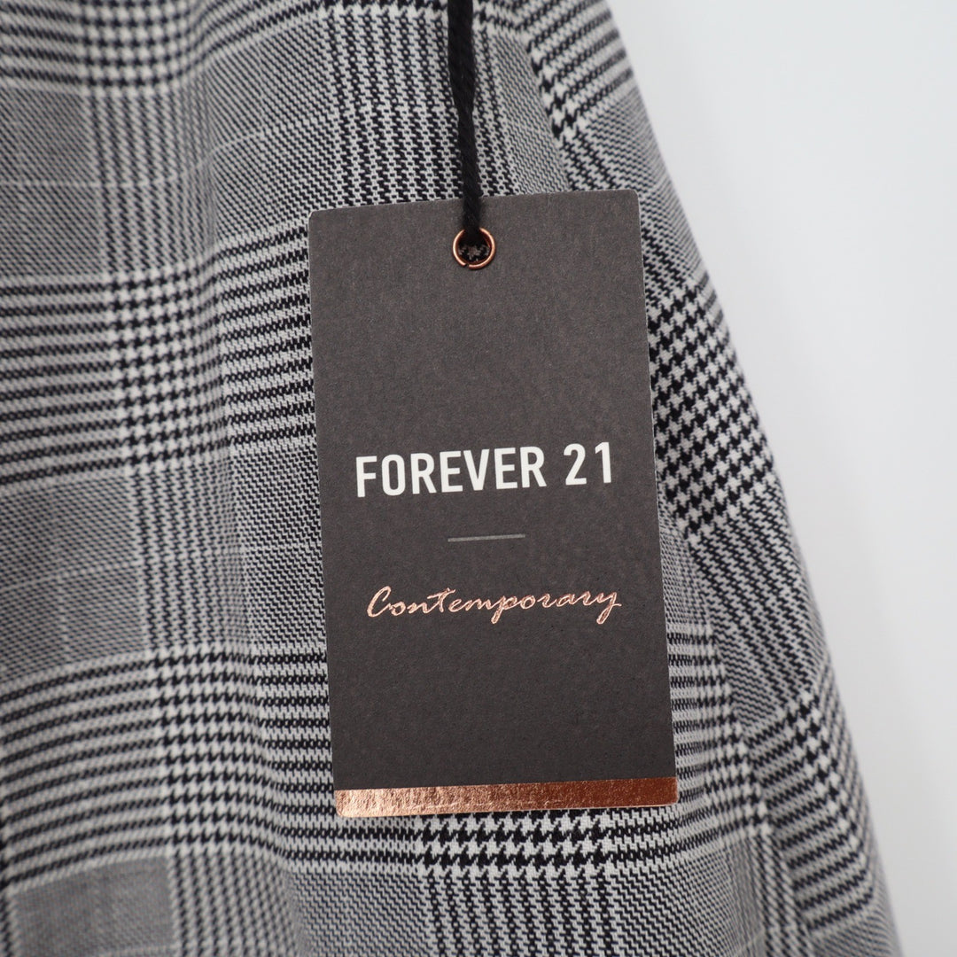 Forever 21 Skirt Womens L Contemporary Grey Glen Plaid Ruffle Mini New