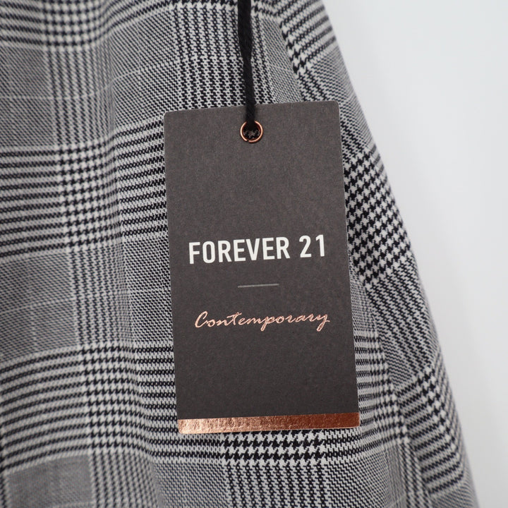 Forever 21 Skirt Womens L Contemporary Grey Glen Plaid Ruffle Mini New