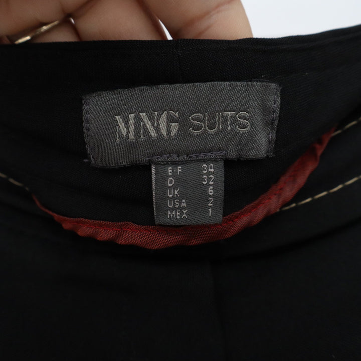 Mango MNG Suits Black Contrast Stitch Straight Leg Trousers Size 2
