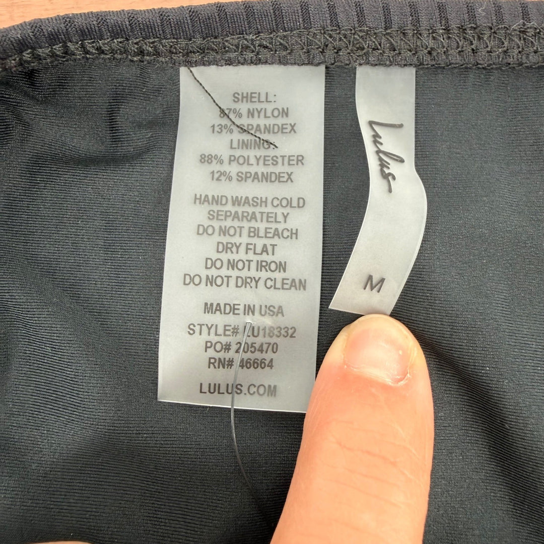 Lulus Black Ribbed High Waisted Bikini Bottoms Size M