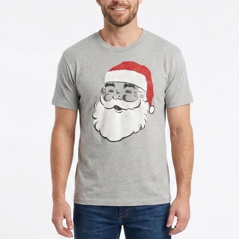 Celebrate It Mens Santa Claus Graphic T-Shirt Heather Grey Christmas Tee Size M