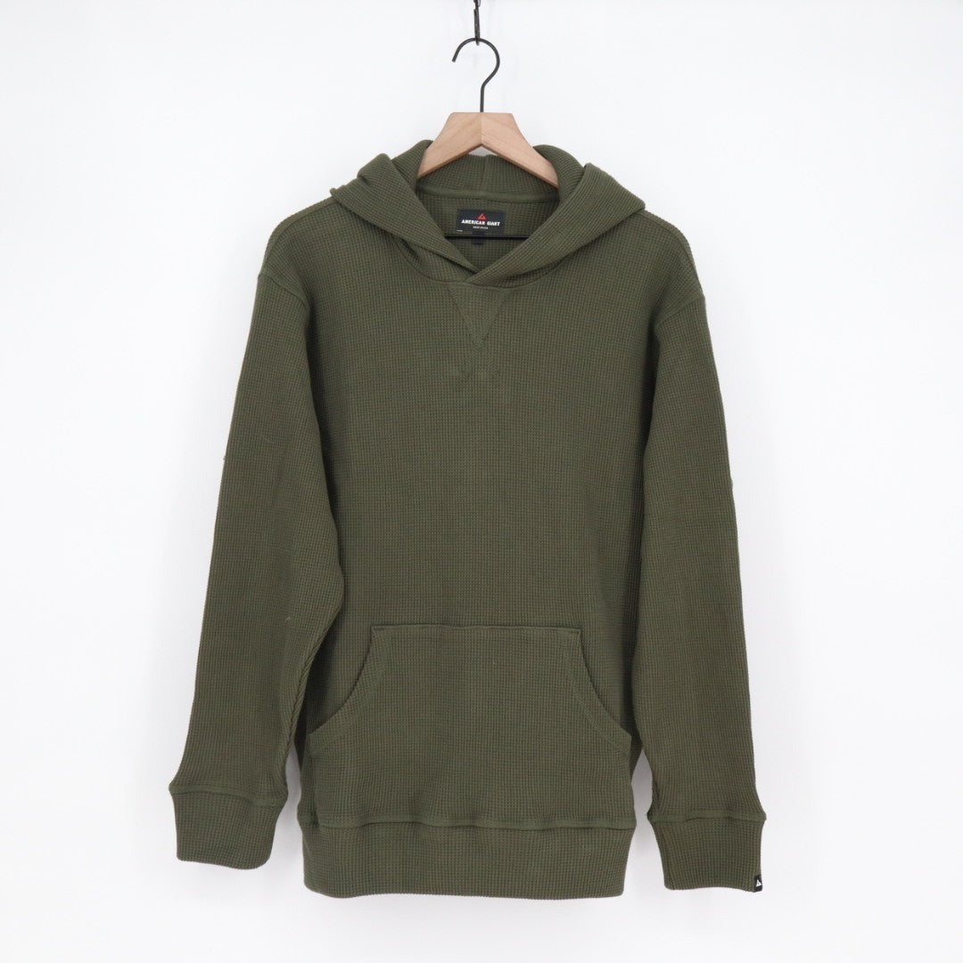 American Giant Summit Hoodie Mens Large Green Cotton Kangaroo Pocket Pullover