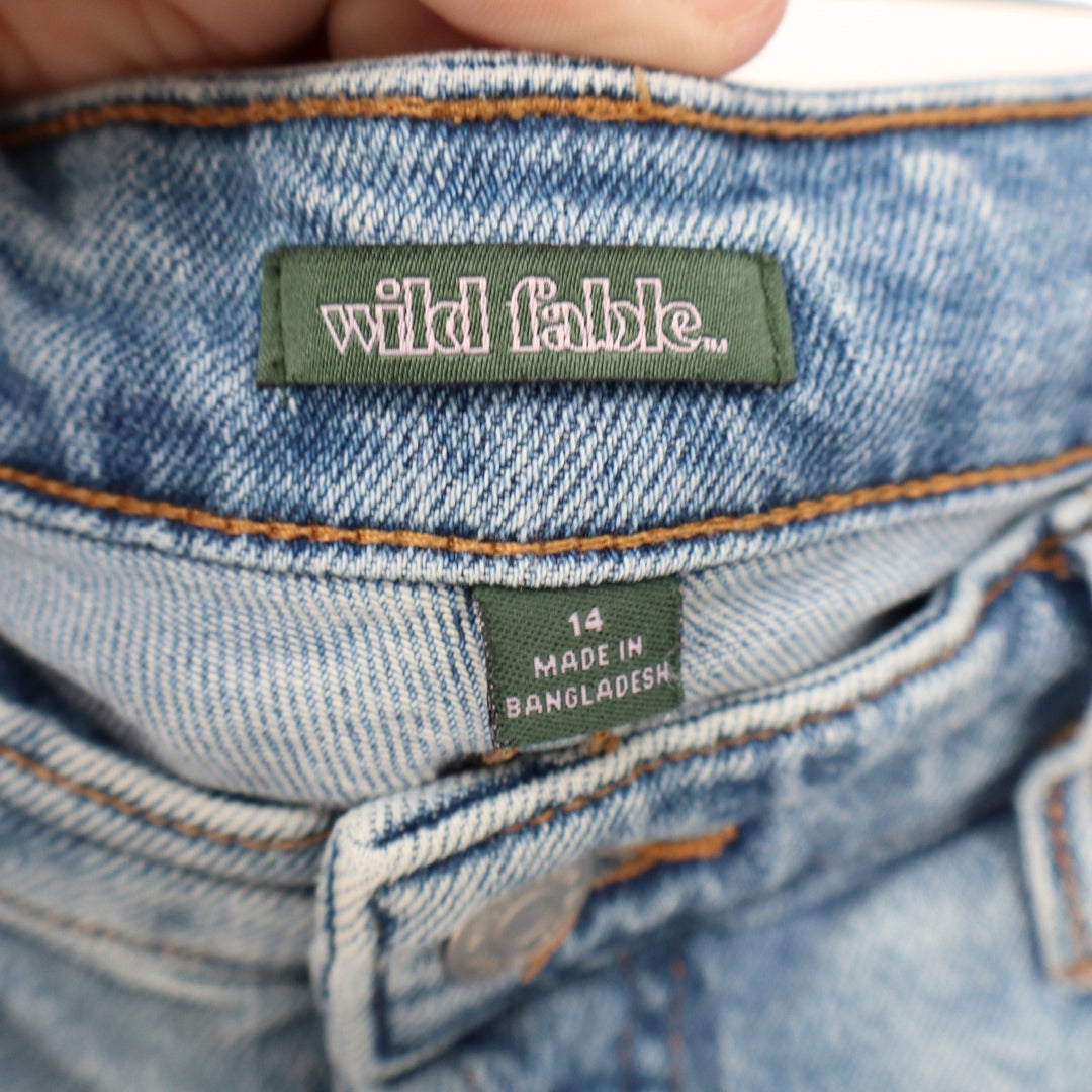 Wild Fable Light Wash Distressed High Rise Straight Leg Jeans Womens Size 14