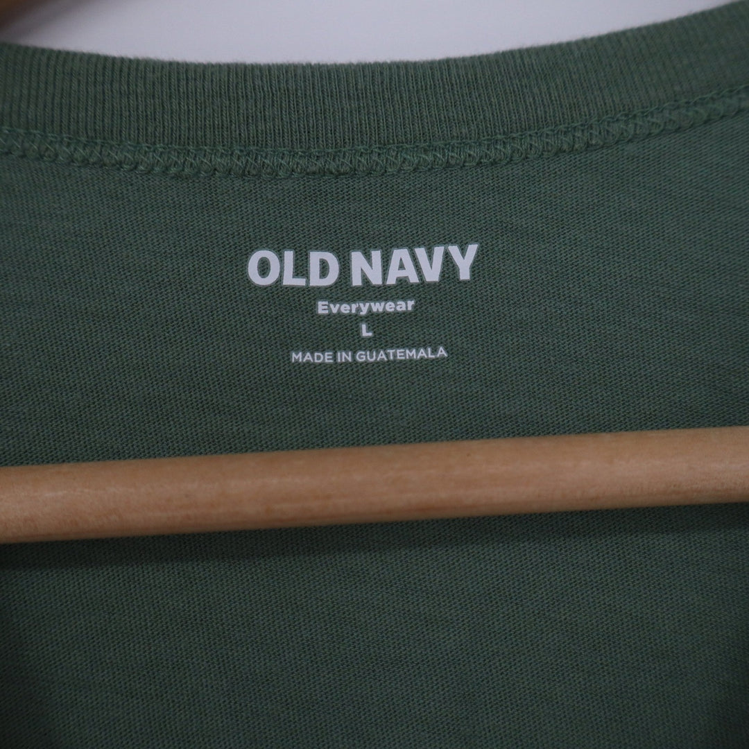 Old Navy Everywear Large Olive Green Cotton Short Sleeve Crewneck T-Shirt