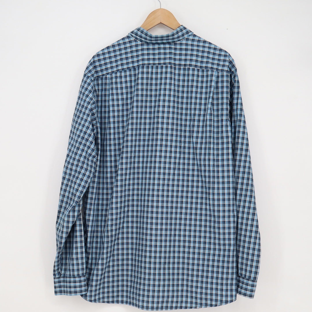 Eddie Bauer Mens Blue Plaid Classic Fit Mesh Lined Button Down Shirt TXL