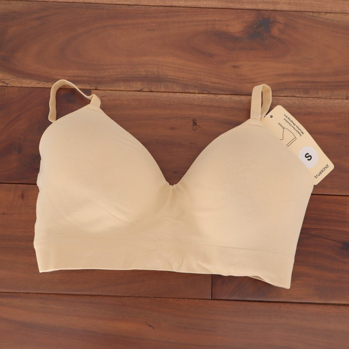 Truekind Supportive Comfort Wireless Shaping Bra Womens S Beige Sweetheart Neck
