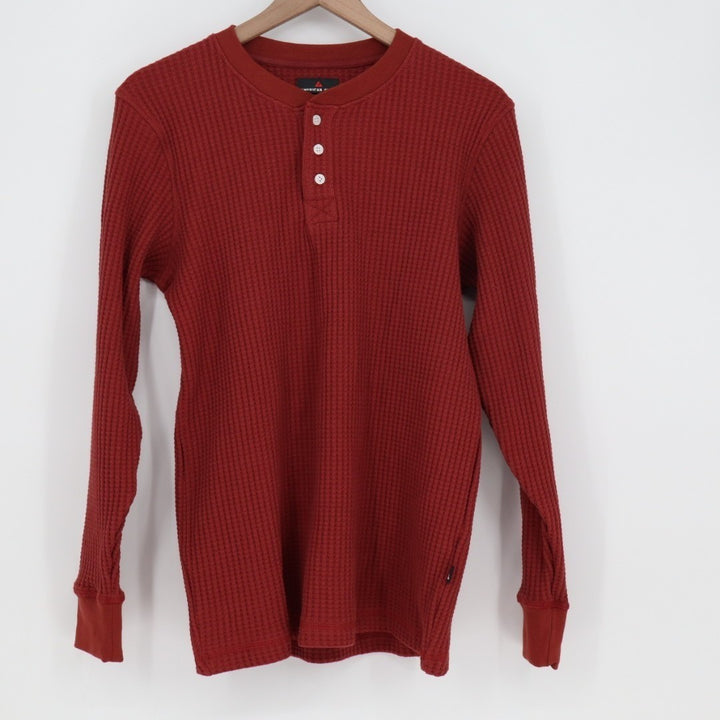 American Giant T-Shirt Mens S Zinfandel Cotton Stretch Henley Neck Waffle Knit