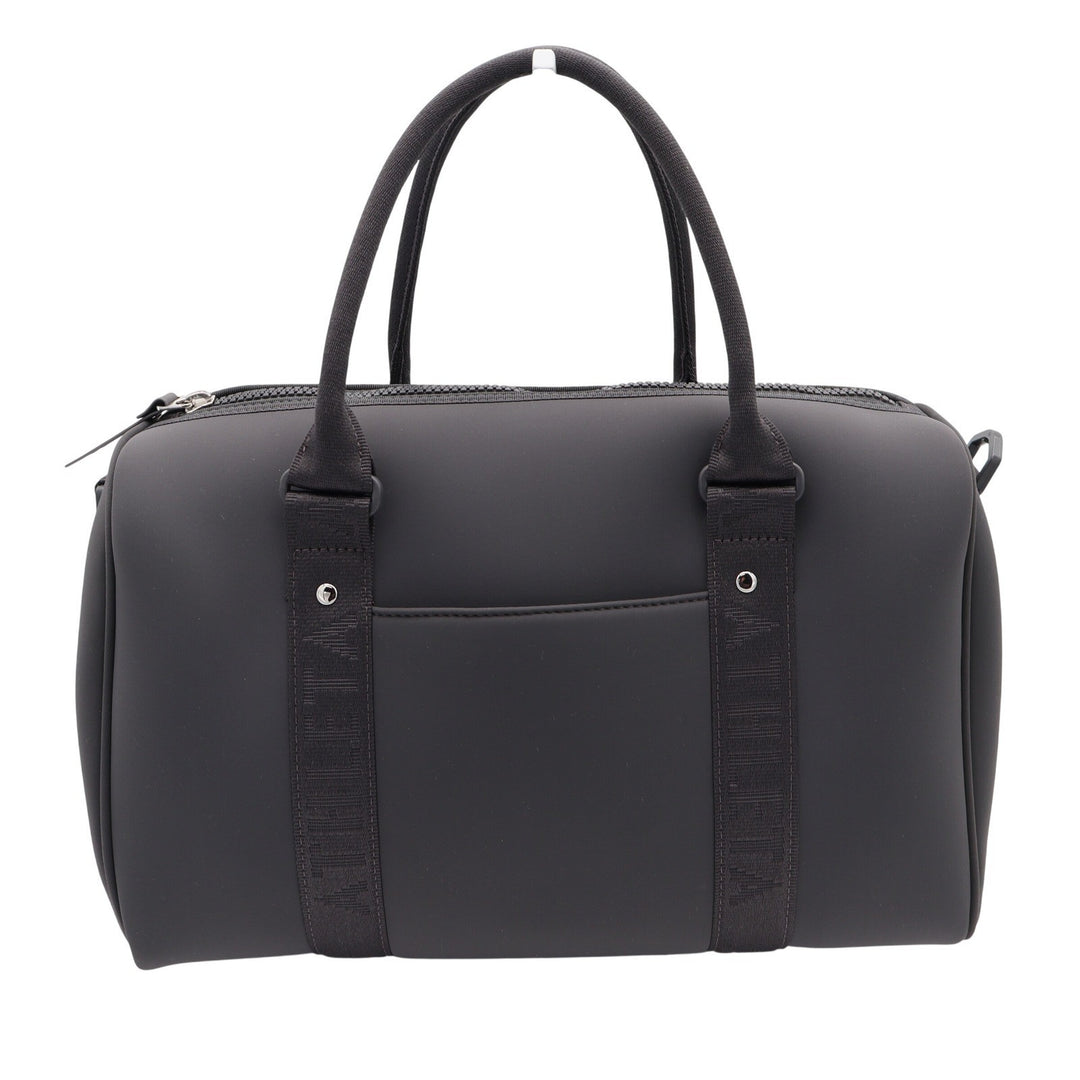 Athleta Coffee Run Neoprene Bag Black Duffle Gym Travel Barrel Bag