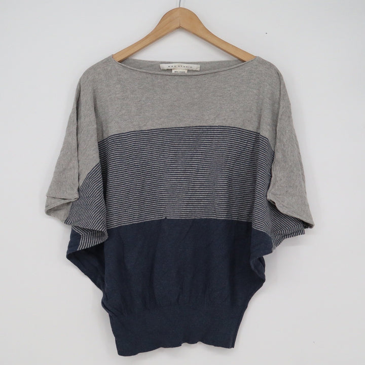 Max Studio Womens Blue Grey Striped Dolman Sleeve Knit Top Size M