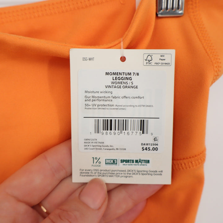DSG Momentum 7/8 Leggings Womens Small Vintage Orange High Waisted Pockets NEW