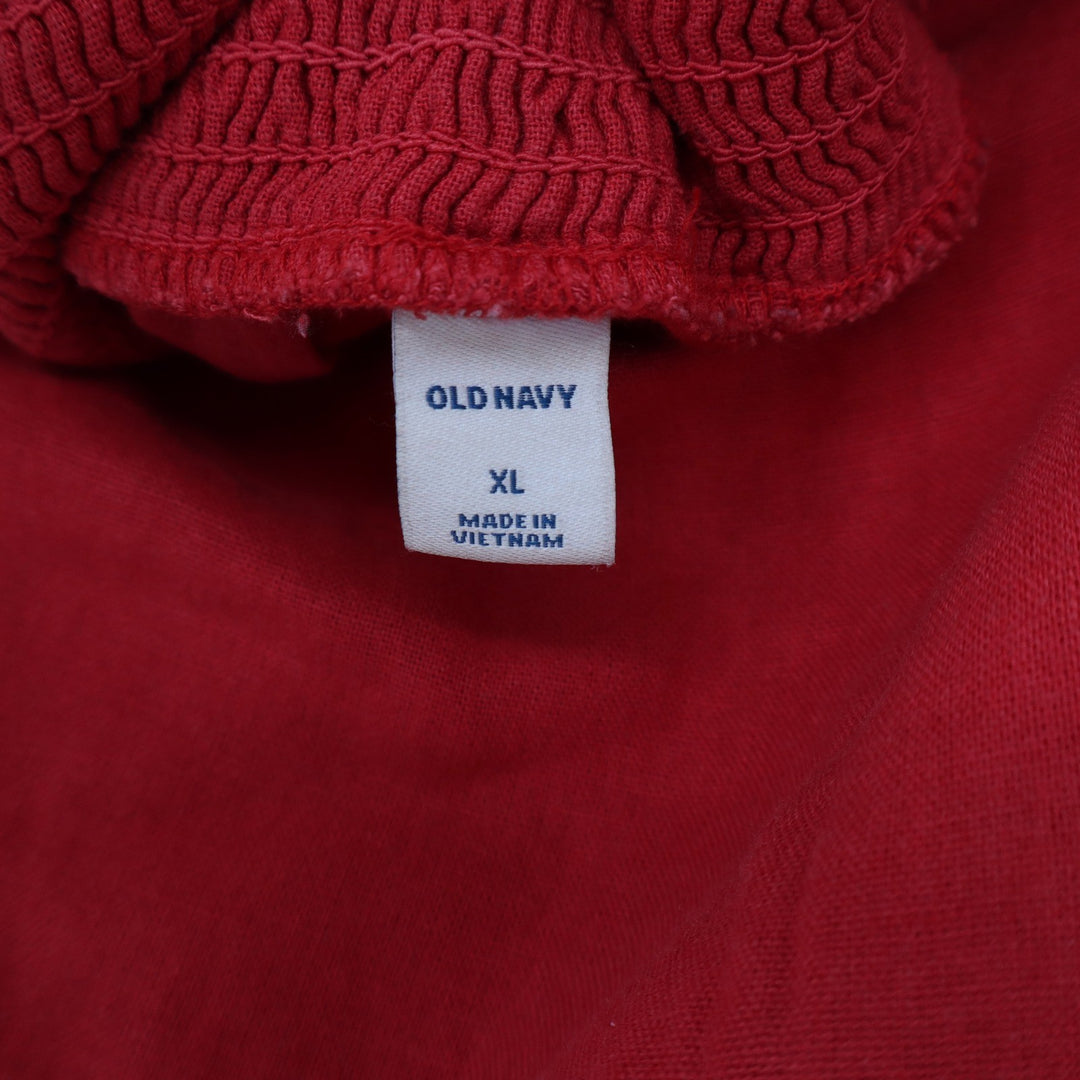 Old Navy Linen Jumpsuit Womens XL Red Wide Leg Sleeveless Smocked Back
