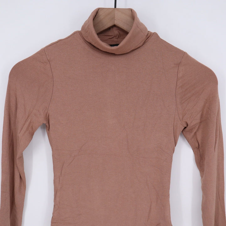 Naked Wardrobe Mauve Brown Long Sleeve Turtleneck Bodysuit Small