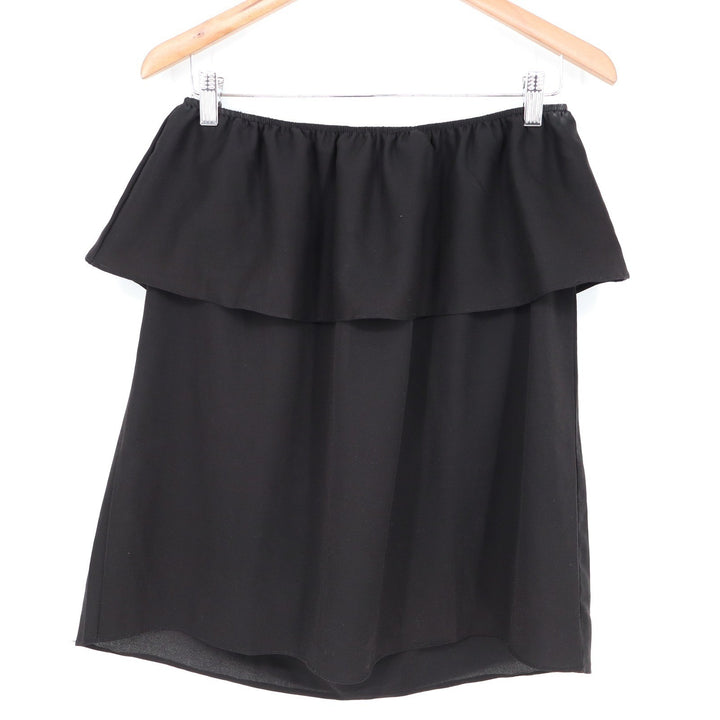 Black Strapless Ruffle Overlay Tube Top Minimalist Flowy Blouse
