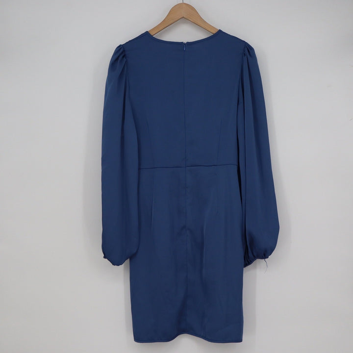 SHEIN Blue Long Sleeve Surplice V-Neck Wrap Mini Dress Size L