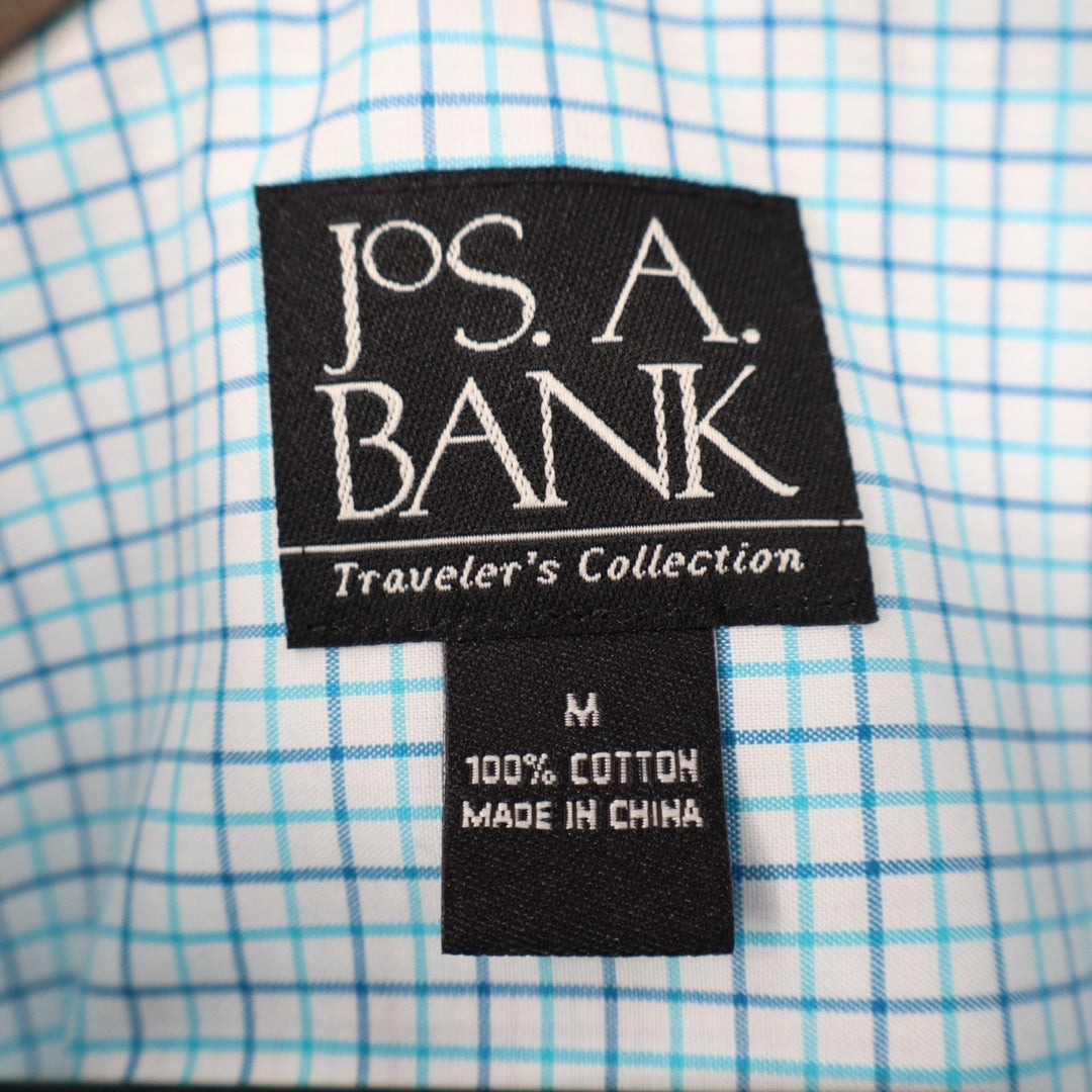 Jos. A. Bank Traveler's Collection Shirt Mens M Blue Gingham Check Button Down