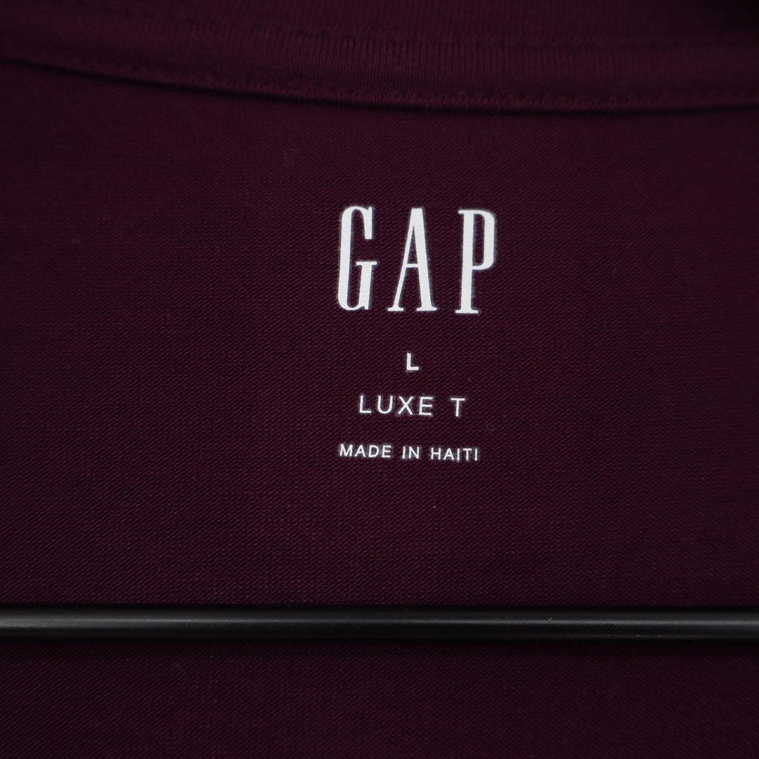 Gap Luxe T Women's Large Burgundy Maroon Long Sleeve Crew Neck Relaxed Top