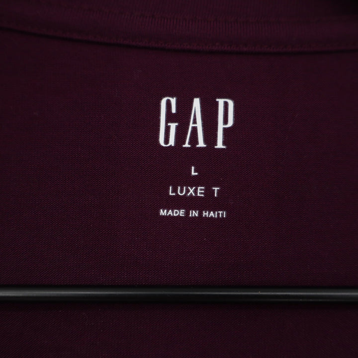 Gap Luxe T Women's Large Burgundy Maroon Long Sleeve Crew Neck Relaxed Top