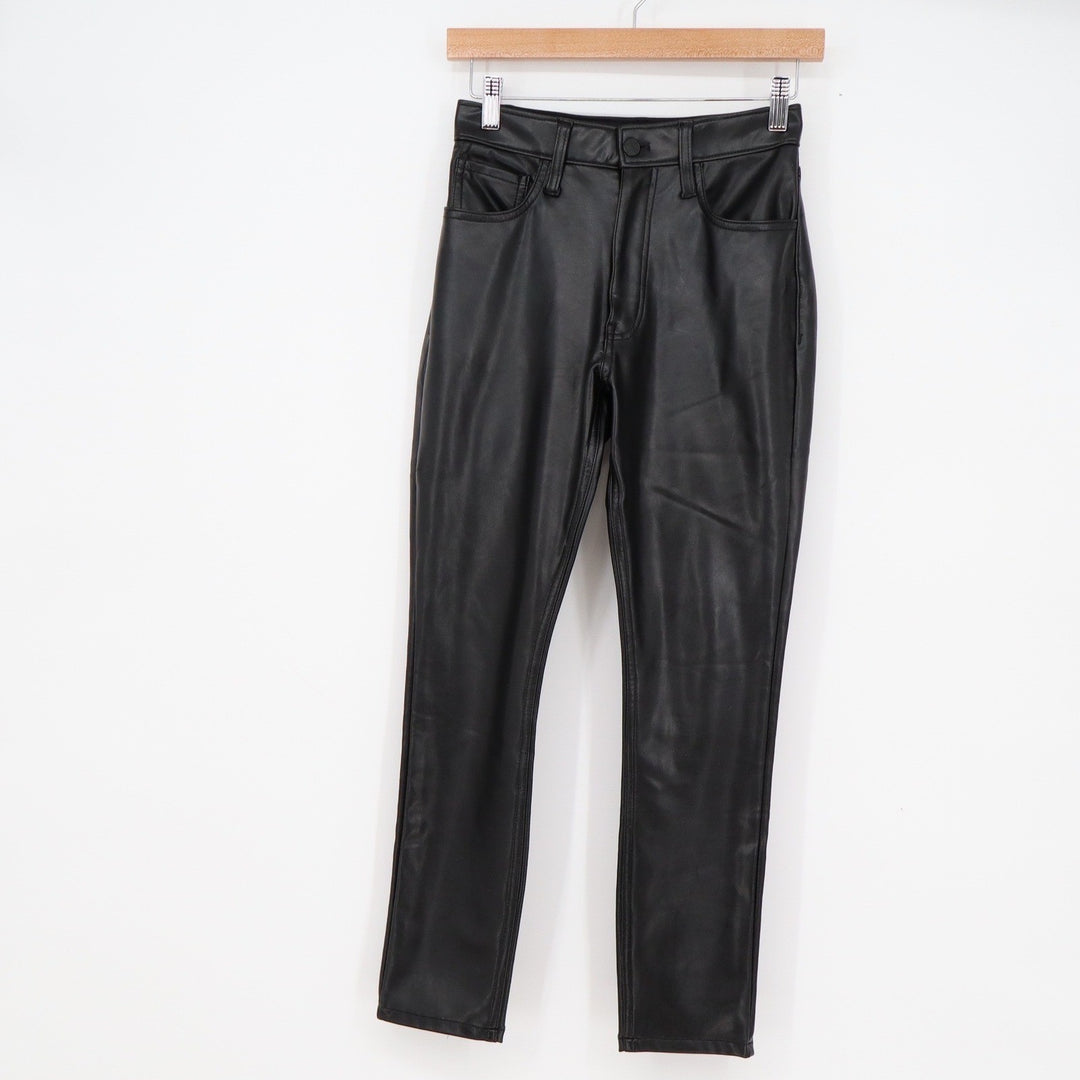 Abercrombie & Fitch Curve Love High Rise Skinny Black Faux Leather Pants 0S 25