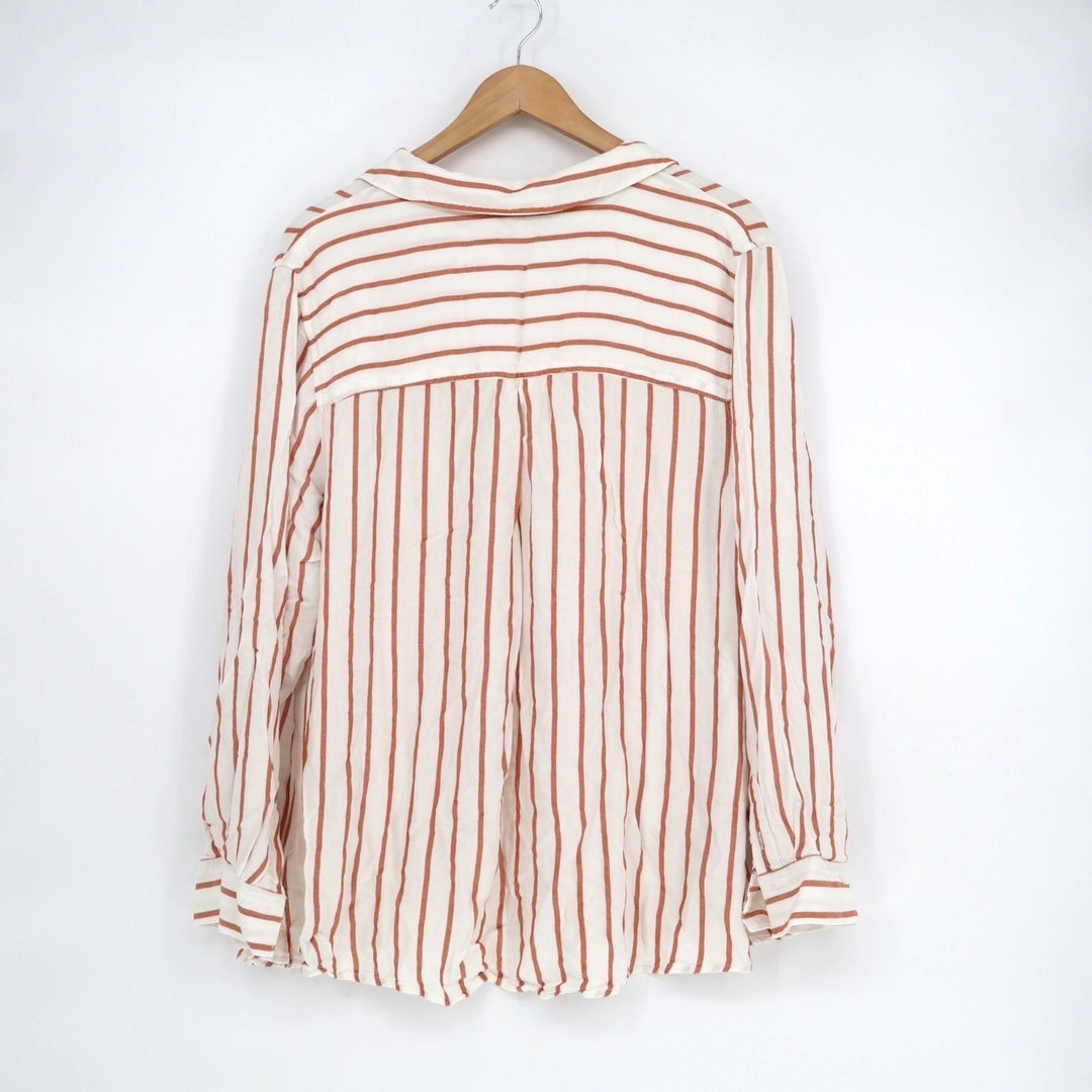Isabel By Ingrid + Isabel Shirt Womens 2XL White Striped Long Sleeve Button Up