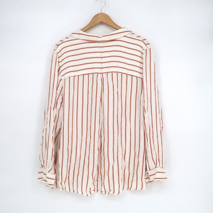 Isabel By Ingrid + Isabel Shirt Womens 2XL White Striped Long Sleeve Button Up