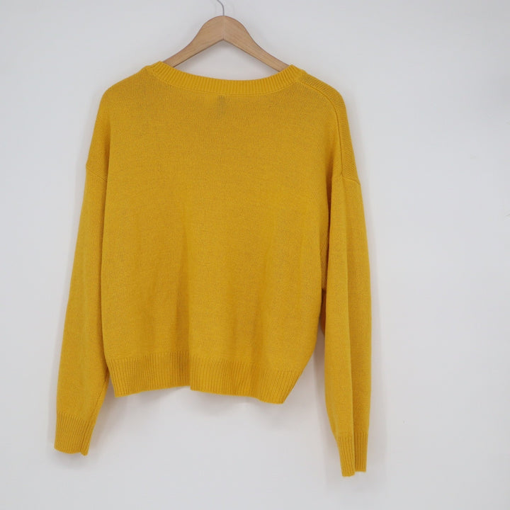 H&M Divided Mustard Yellow Crew Neck Relaxed Knit Sweater XL