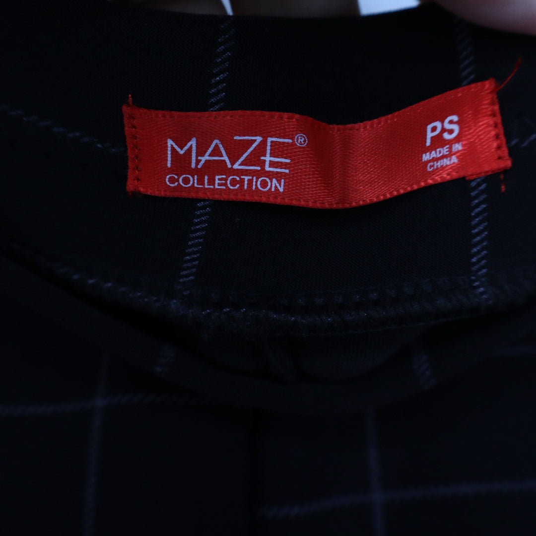 Maze Collection Womens Petite Small Black Windowpane Plaid Pull On Pants Stretch