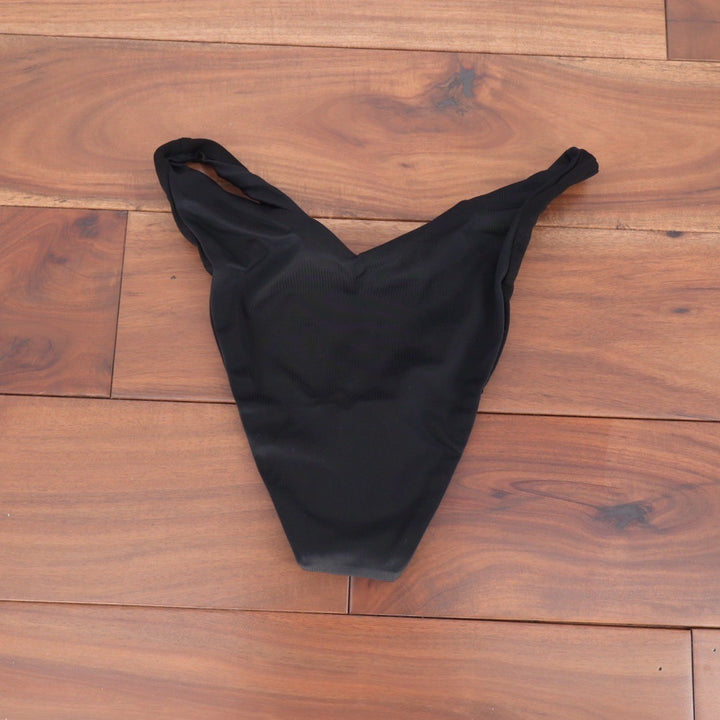 ASOS DESIGN Recycled M&M V Front Black Thong Bikini Bottoms Size US 2
