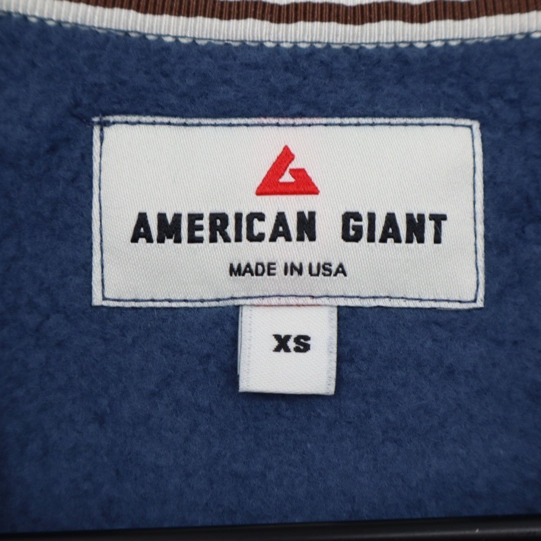 American Giant Midweight Sweatshirt Womens XS Blue Cotton Fleece Lined Crew Neck