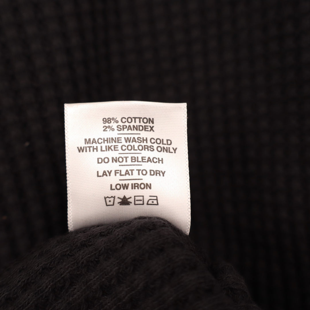 American Giant Crew T Shirt Mens Large Black Cotton Stretch Waffle Knit Slim Fit