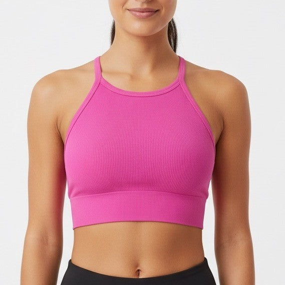 Free People Ribbed Racerback Crop Tank Top Magenta M L