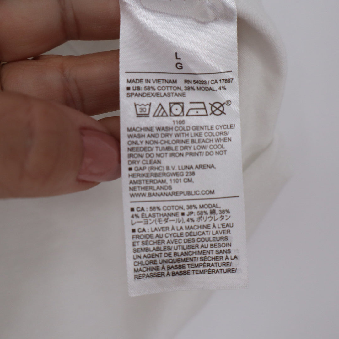 Banana Republic Timeless Tee White Cotton Modal Stretch Crew Neck T-Shirt Large