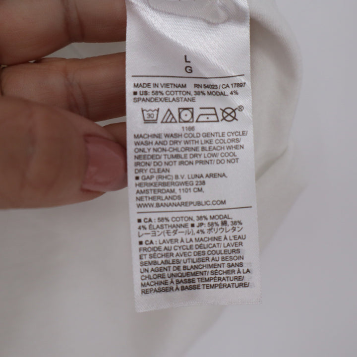 Banana Republic Timeless Tee White Cotton Modal Stretch Crew Neck T-Shirt Large