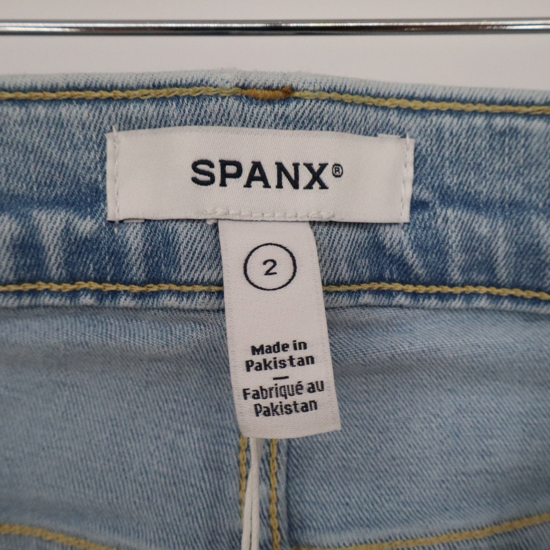Spanx Lycra FitSense Flare Jean Turner Wash Light Blue High Rise Size 2