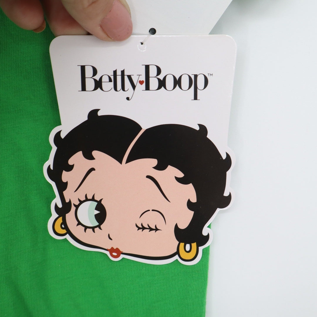 Betty Boop Lucky Girl St Patricks Day Green Glitter Graphic Tee Shirt Small NEW