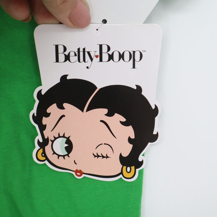 Betty Boop Lucky Girl St Patricks Day Green Glitter Graphic Tee Shirt Small NEW