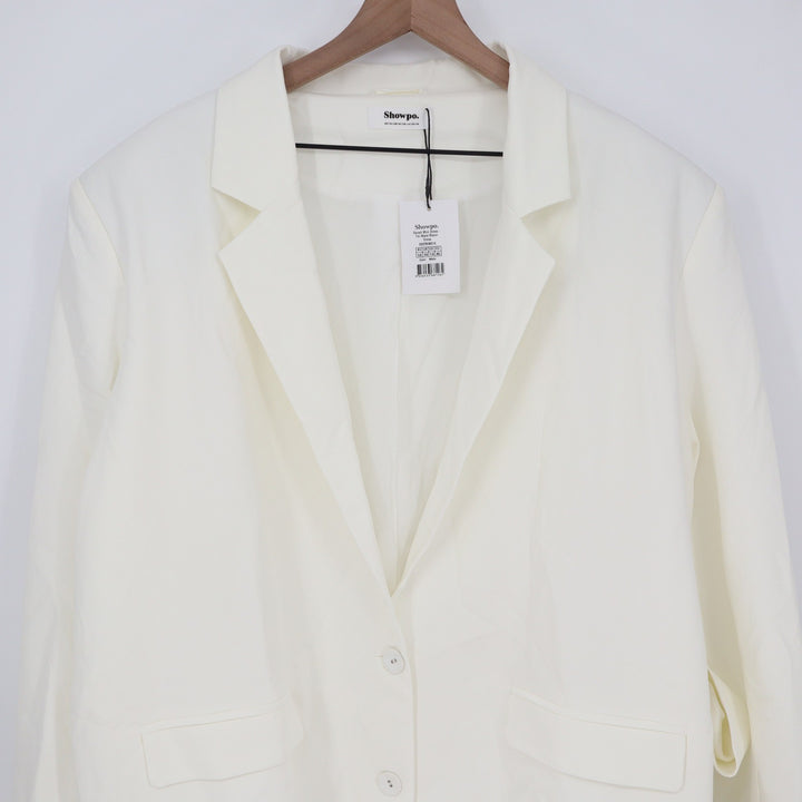 Showpo Denali Mini Dress White Tie Waist Blazer Dress US 14 New