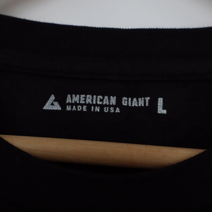 American Giant Mens Black Crew Neck T Shirt Size L Made in USA Short Sleeve