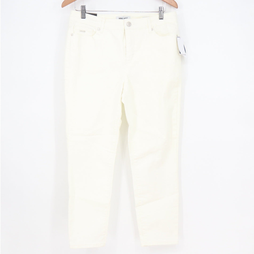 Nine West Gramercy Crop White Jeans Womens 10 High Rise Stretch Denim