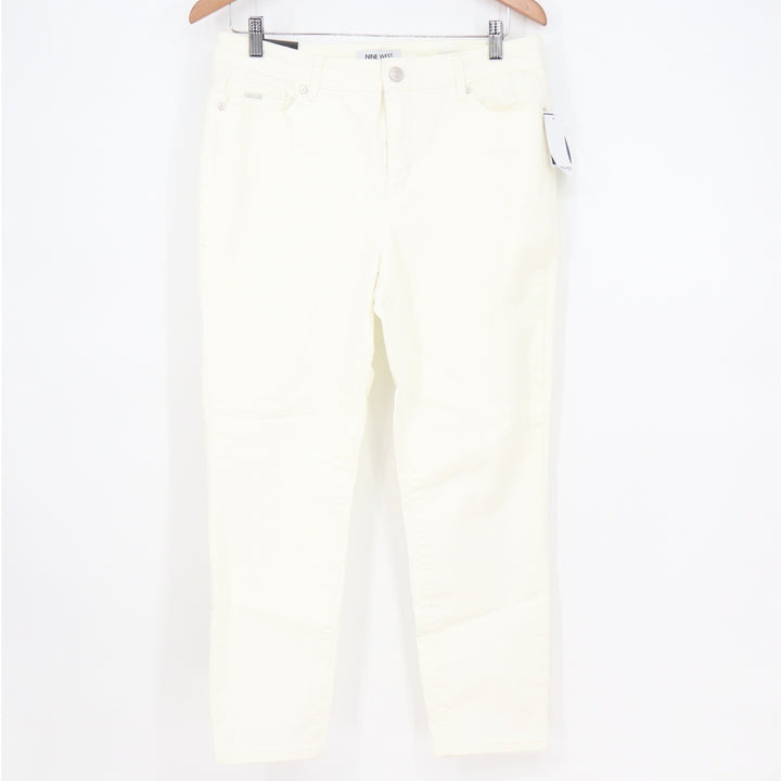 Nine West Gramercy Crop White Jeans Womens 10 High Rise Stretch Denim