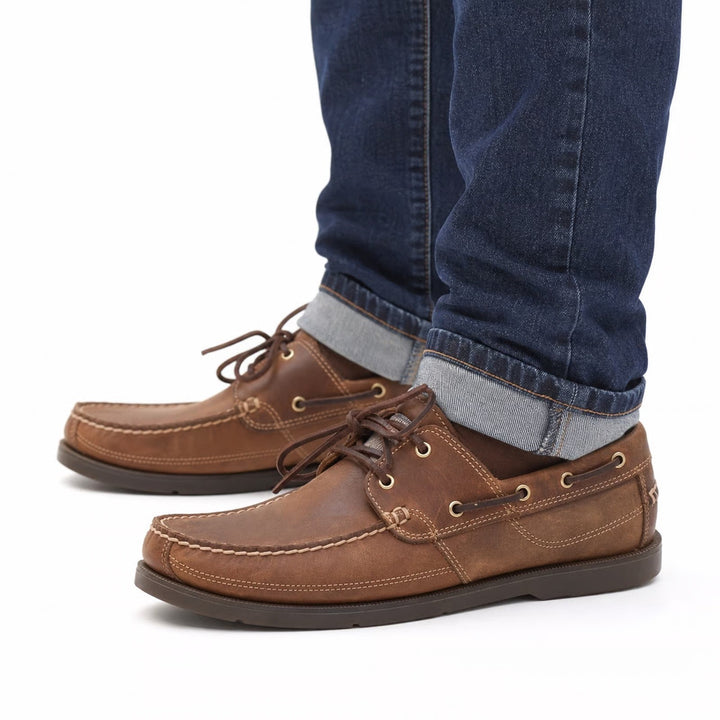 Timberland Boat Shoes Mens 10 Brown Leather Moc Toe Classic Good
