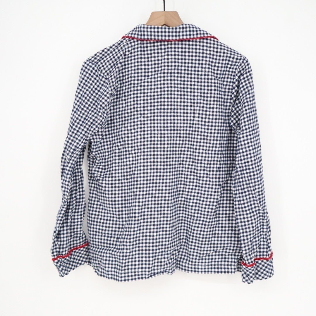 Charter Club Flannel 2-PC Pajamas Set Womens M Blue Gingham Check Lapel Collar