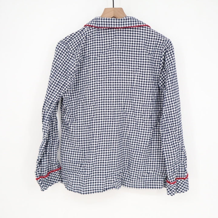 Charter Club Flannel 2-PC Pajamas Set Womens M Blue Gingham Check Lapel Collar
