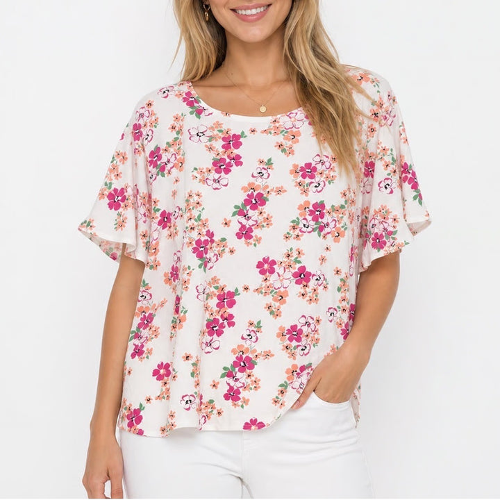 Croft & Barrow The Classic Tee 3X Floral Print Cotton Short Sleeve Top