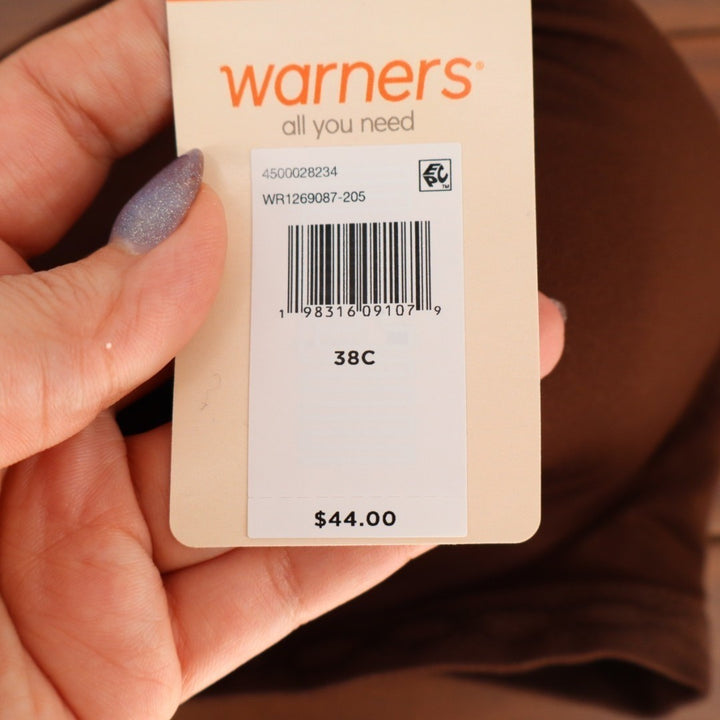 Warner's Cloud 9 Contour Bra Womens 38C Brown Stretch Adjustable Strap Wirefree
