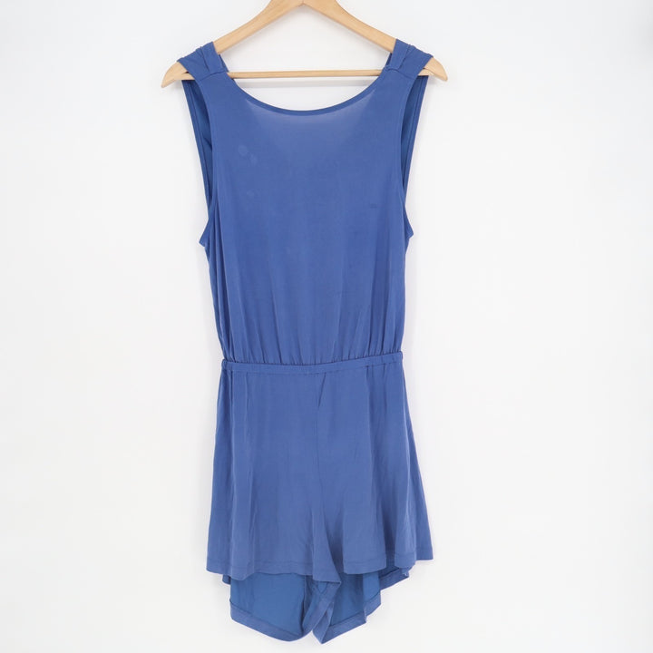 Silence + Noise Romper Womens Medium Royal Blue Pleated Cut Out Back Sleeveless