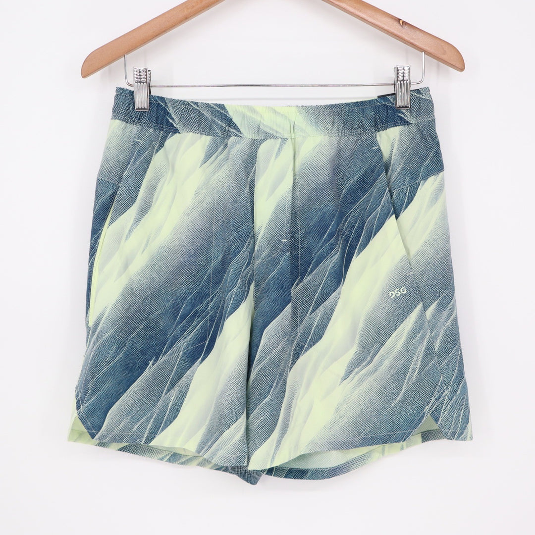 DSG Mens 6 Inch Agility Short Navy Lime Green Abstract Graphic Small