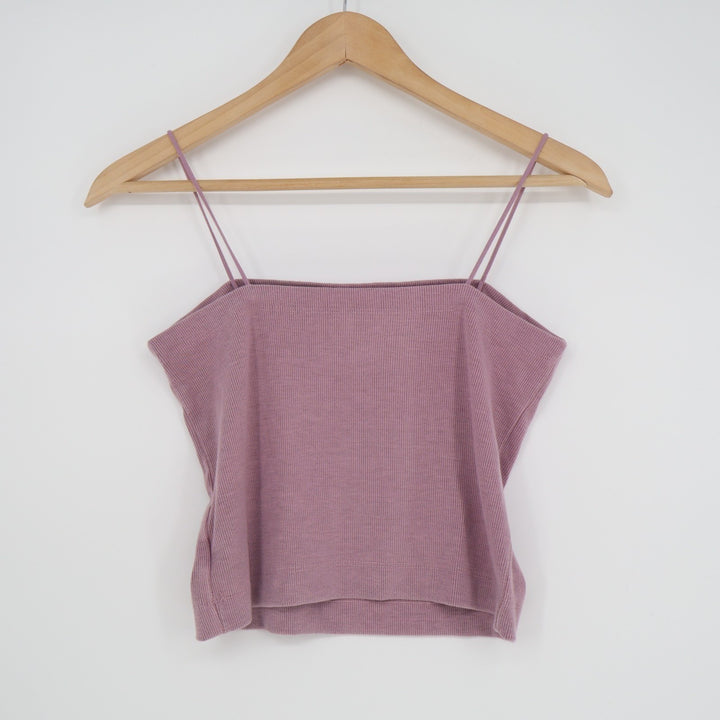 American Eagle Outfitters Camisole Top Womens Large Pink Ribbed Spaghetti Strap